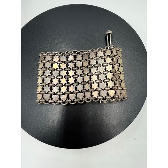 Vintage Wide Sterling Silver Chainmail Mesh 115g Ornate Clasp Statement Bracelet - Picture 10 of 15